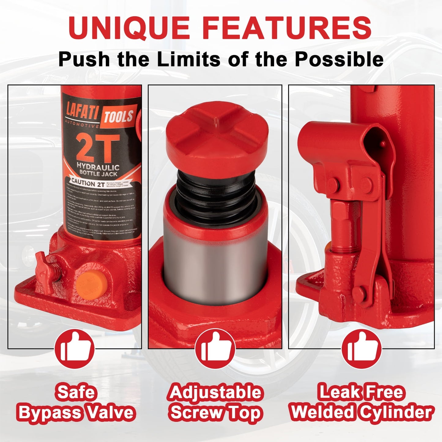 Lafati 2 Ton Hydraulic Bottle Jack,Heavy Duty Welded Car Jack, Manual , 5.8"-10.9" High Capacity for Automotive Car Repair Shop Use