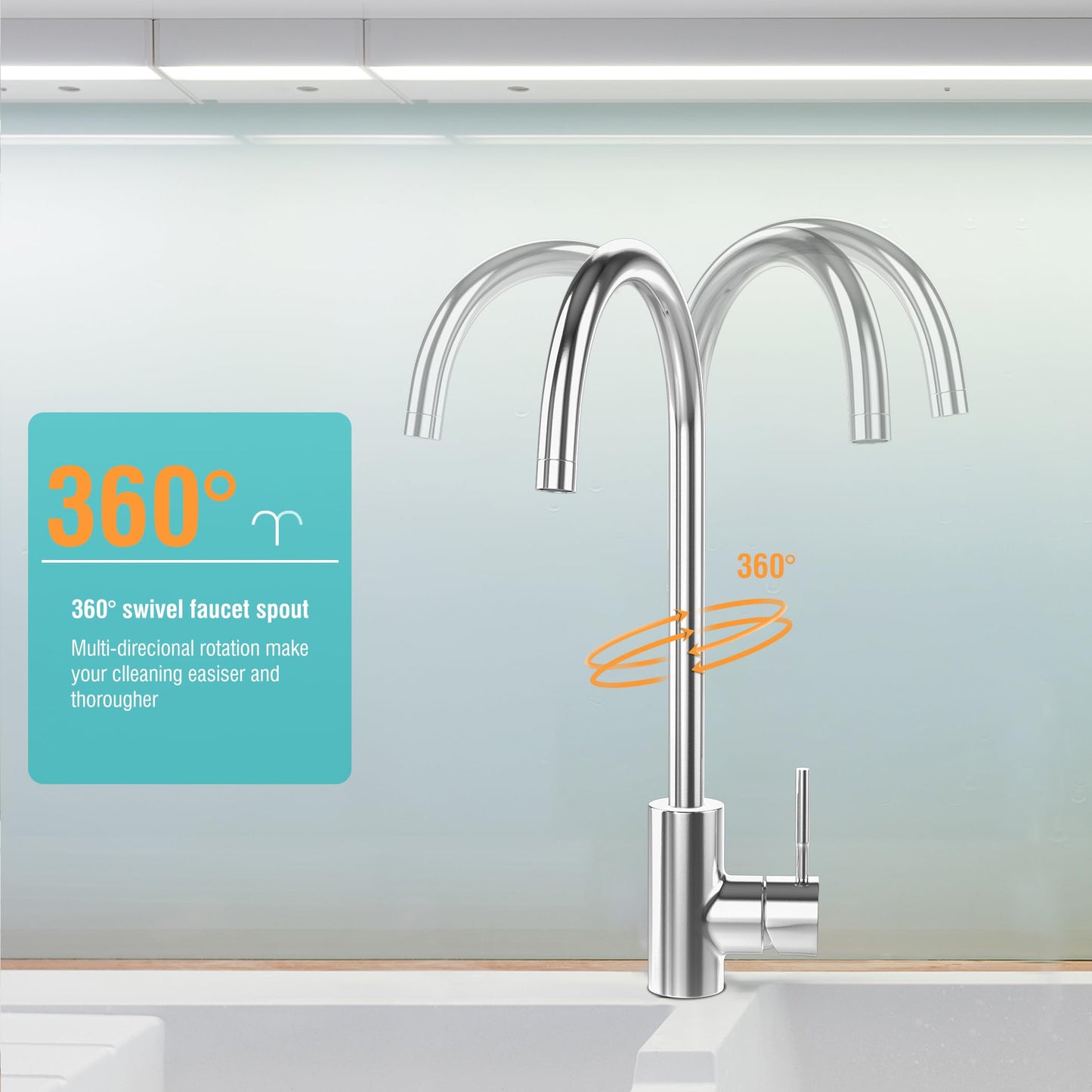 Kitchen Sink Faucet, 304 Stainless Steel Sink for Kitchen Sink Bathroom Sink Outdoor Indoor Use