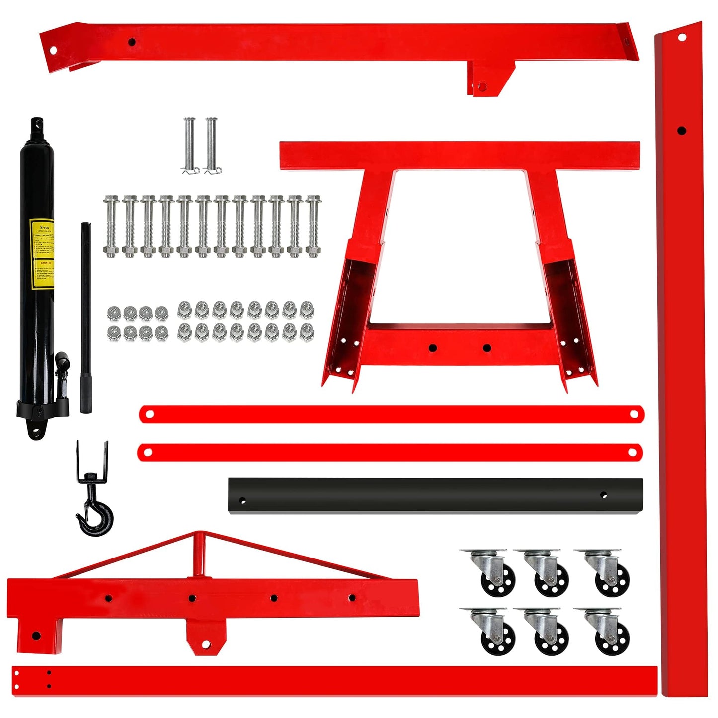 Lafati 2-Ton (4000 lbs) Heavy-Duty Folding Hydraulic Motor Engine Hoist Crane Jack, Cherry Picker Hickened Steel Air Hydraulic Truck Shop Crane with Hitch
