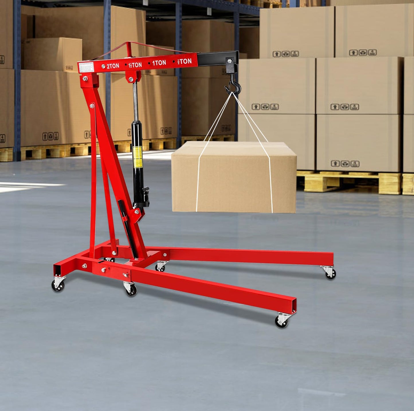 Lafati 2-Ton (4000 lbs) Heavy-Duty Folding Hydraulic Motor Engine Hoist Crane Jack, Cherry Picker Hickened Steel Air Hydraulic Truck Shop Crane with Hitch