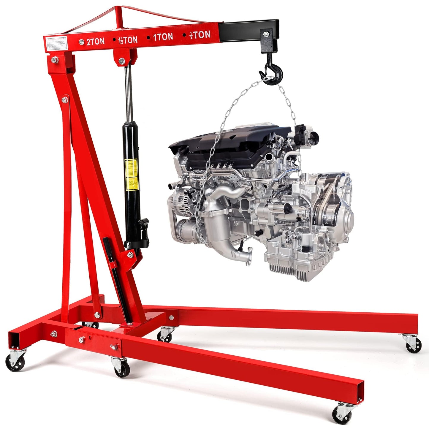 Lafati 2-Ton (4000 lbs) Heavy-Duty Folding Hydraulic Motor Engine Hoist Crane Jack, Cherry Picker Hickened Steel Air Hydraulic Truck Shop Crane with Hitch