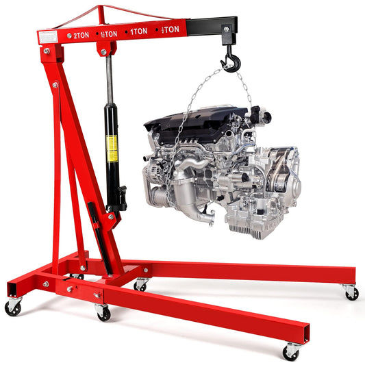 Lafati 2-Ton (4000 lbs) Heavy-Duty Folding Hydraulic Motor Engine Hoist Crane Jack, Cherry Picker Hickened Steel Air Hydraulic Truck Shop Crane with Hitch