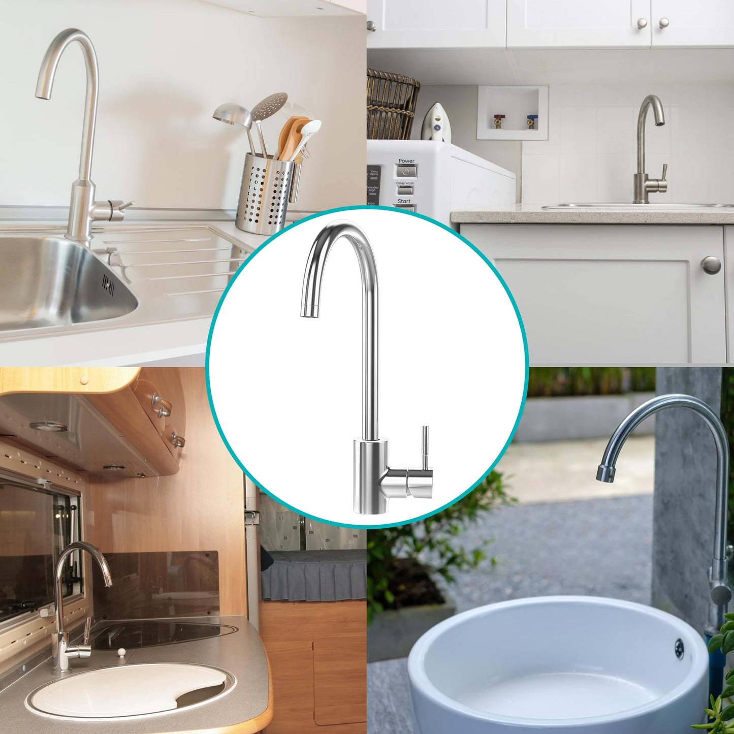 Kitchen Sink Faucet, 304 Stainless Steel Sink for Kitchen Sink Bathroom Sink Outdoor Indoor Use