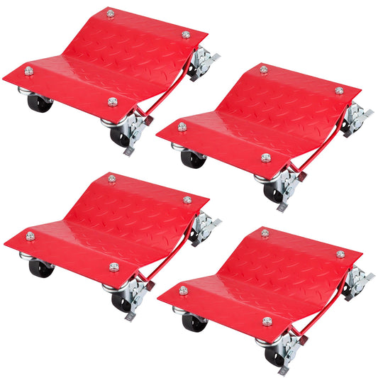 Car Dolly Set of 4, 6000 lbs/2722 kg Capacity Wheel Dolly, Heavy Duty Car Tire Dolly Wheels Cart Moving Cars, Heavy Duty Vehicle Dolly with 360° Rotational Wheel, Makes Moving A Car Easy