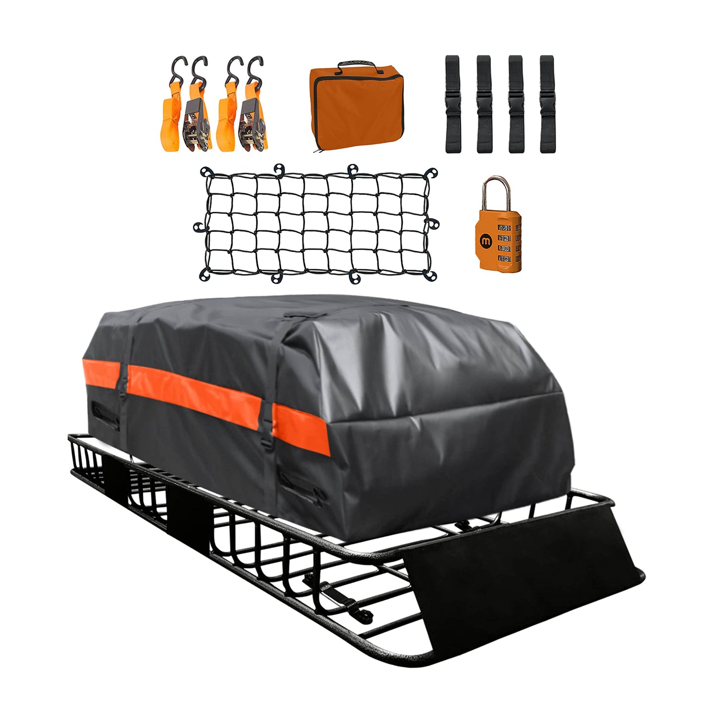 64x39x6 Anti Rust Rooftop Cargo Carrier 20Cu Waterproof Bag 250lb Cap Extendable Roof Basket | Universal Roof Rack Basket | Car Roof Rack Cargo Carrier Roof Rack Cargo Basket Roof Cargo Basket