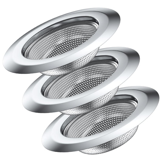 Lafati Stainless Steel Utility Sink Strainer - 4.5 inch Standard Single Bowl Free Standing Kitchen Sink Strainer for Farmhouse, Bathroom, Bar, Laundry Room (3 Pack)