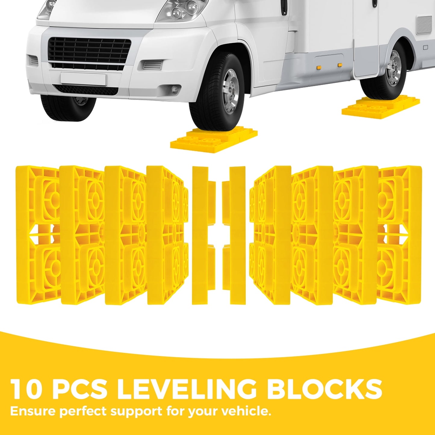 Aiqeek RV/Camper Leveling blocks, 10 Packs Rv Accessories-Interlocking Design for Custom Height-with Carrying Storage Bag and Handles