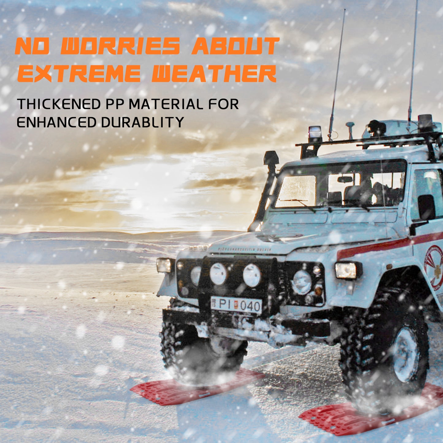 Recovery Traction Boards, Offroad Tracks Board, Traction Tire Ladder, 4WD Traction Mats for Sand, Mud & Snow (Red)