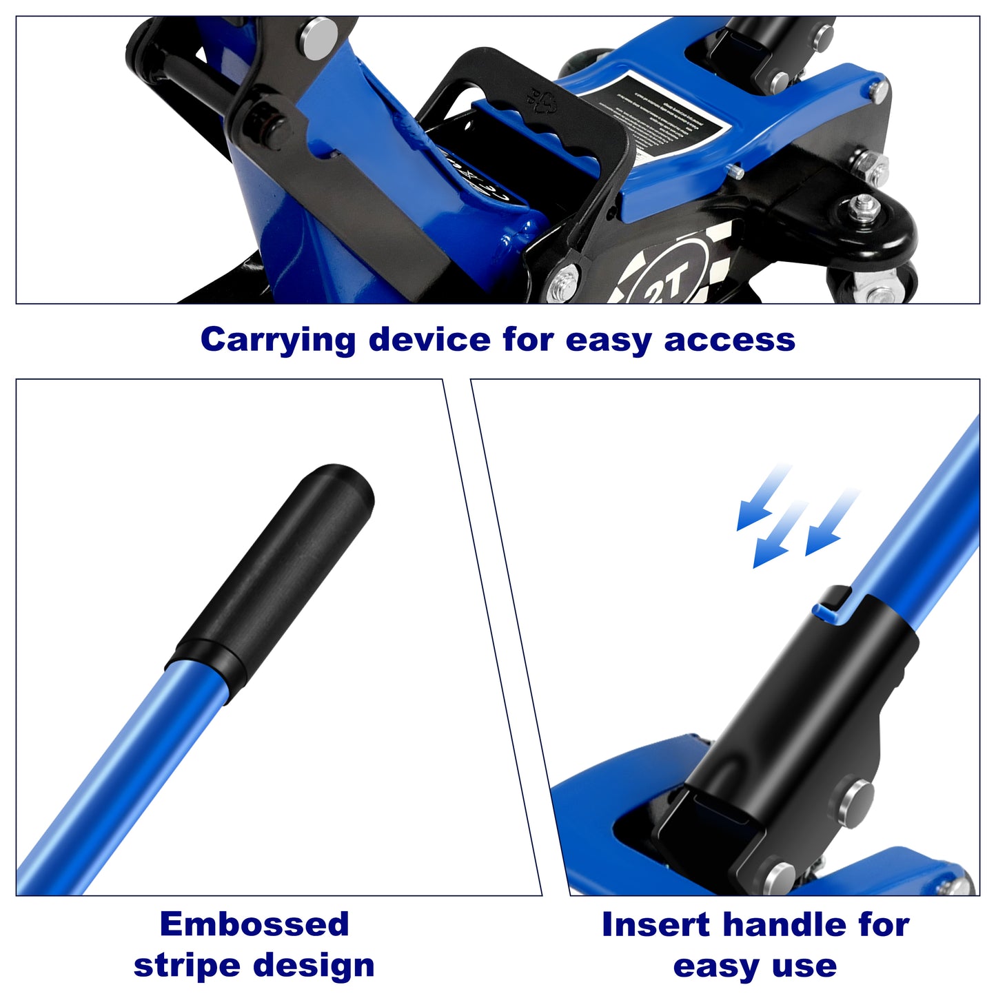 Floor Jack,3Ton/6600lbs Low Profile Floor Car Jack,dual Piston Quick Lift Pump,Lifting Range 75mm/2.95"-460mm/18.11",Blue