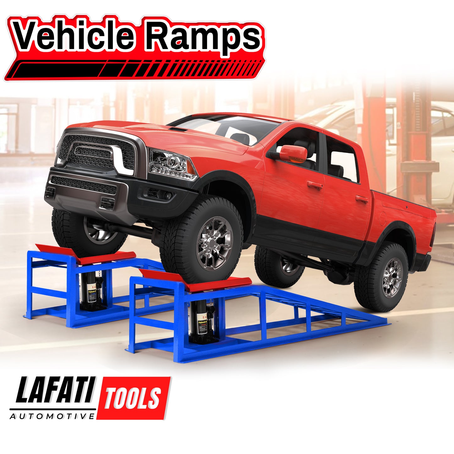 Lafati 2PCS 5T 10000lbs Jack Hydraulic Car Ramps - Heavy-Duty Portable Vehicle Ramps for Oil Changes and Garage Repairs
