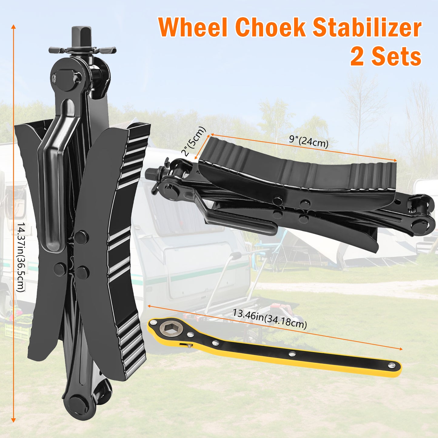 Camper Wheel Chock Stabilizer 2 Sets for RV Travel Trailer Heavy Duty X-Shaped RV Stabilizer Wheel Chock Anti-Move Tire Wheel Chock