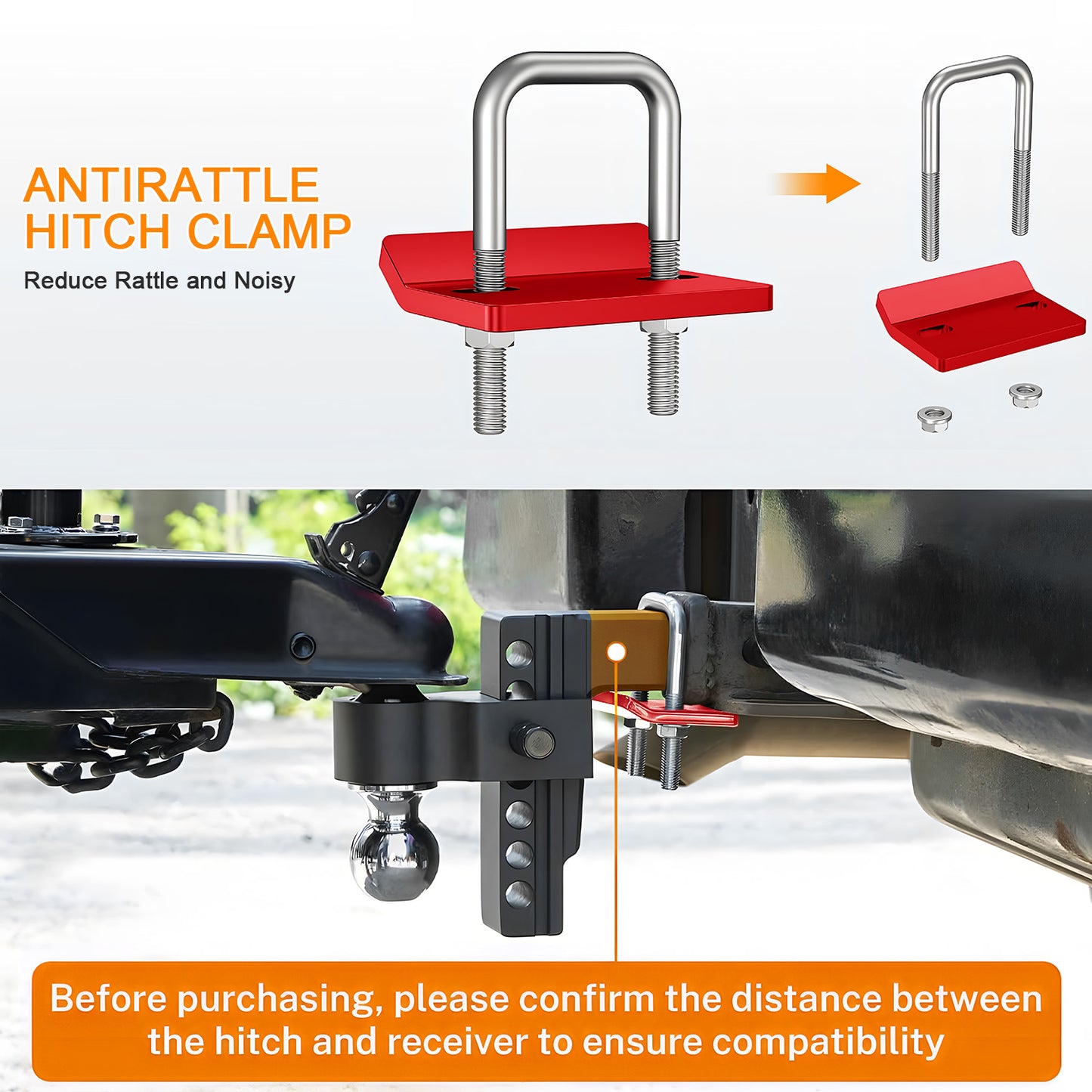 Adjustable Trailer Hitch, Fits 2-inch Receiver-Heavy Duty Aluminum Tow Hitches with 6-inch Drop/Rise for Truck (12,000 lbs GTW) - Weatherproof Double Anti-Theft Locking Hitch Pins