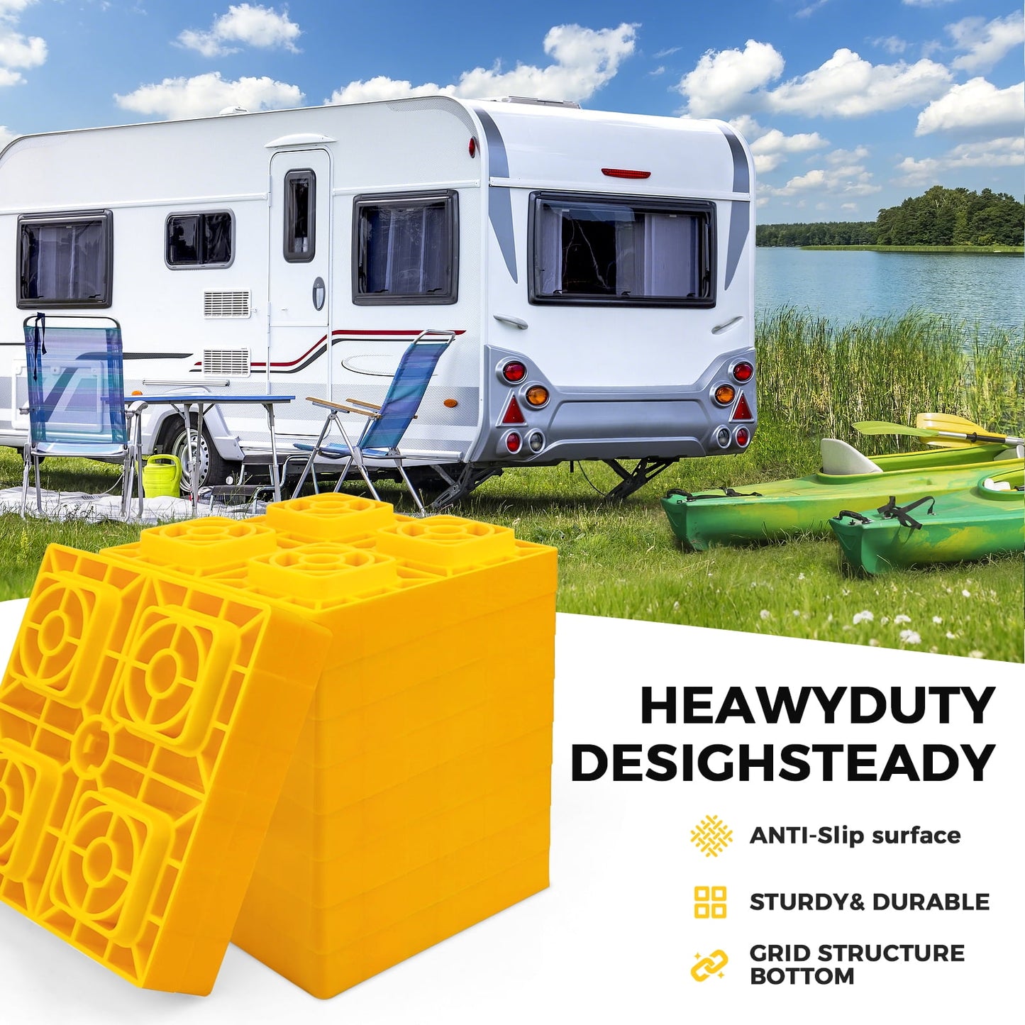 Aiqeek RV/Camper Leveling blocks, 10 Packs Rv Accessories-Interlocking Design for Custom Height-with Carrying Storage Bag and Handles