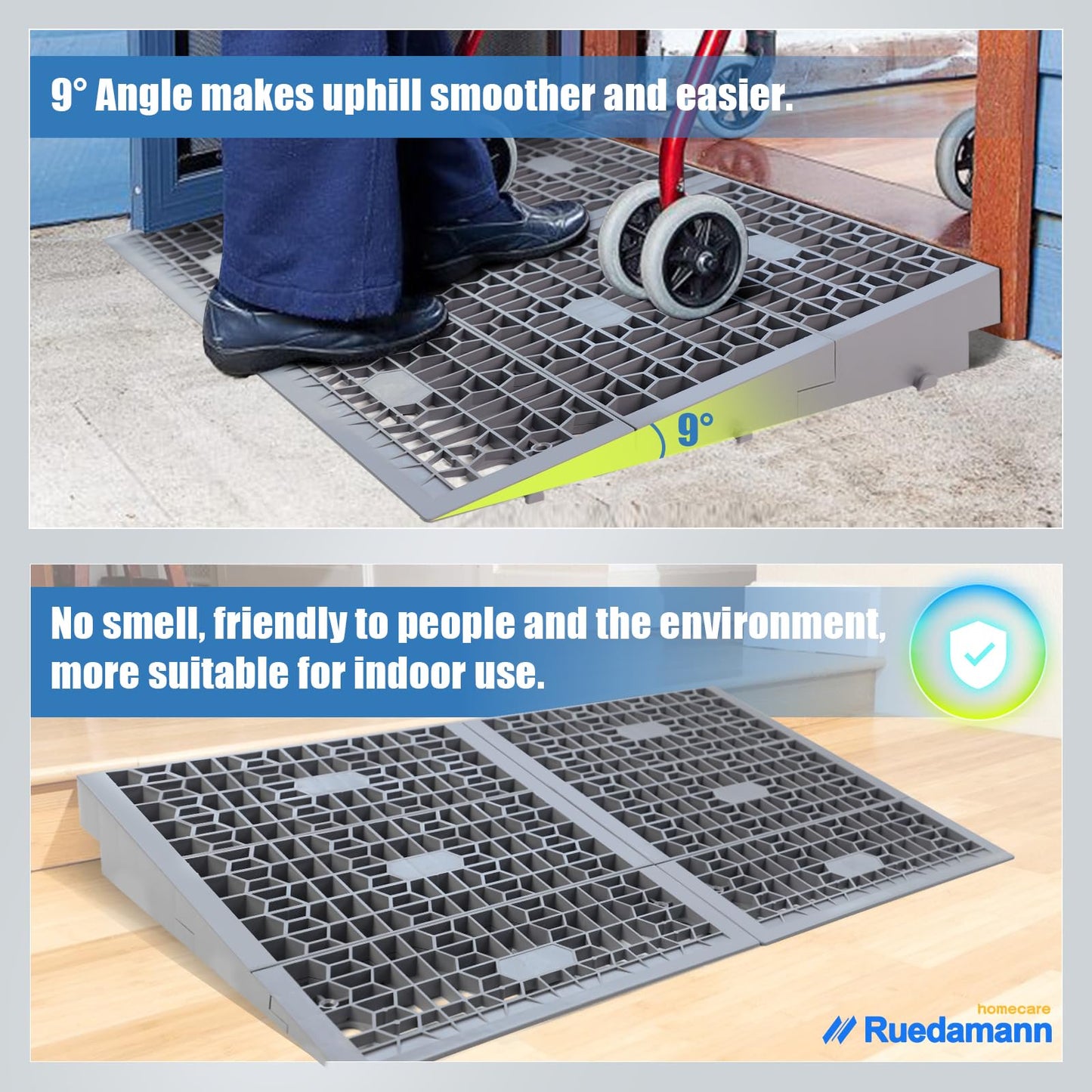 Modular Threshold Ramps,3" Rise Plastic Wheelchair Ramps,3000LBS Capacity,Mobility Door Ramps for Home Steps,Detachable Entry Ramps,Non-Slip Curb Ramps for Scooters、Cars、2 PCS