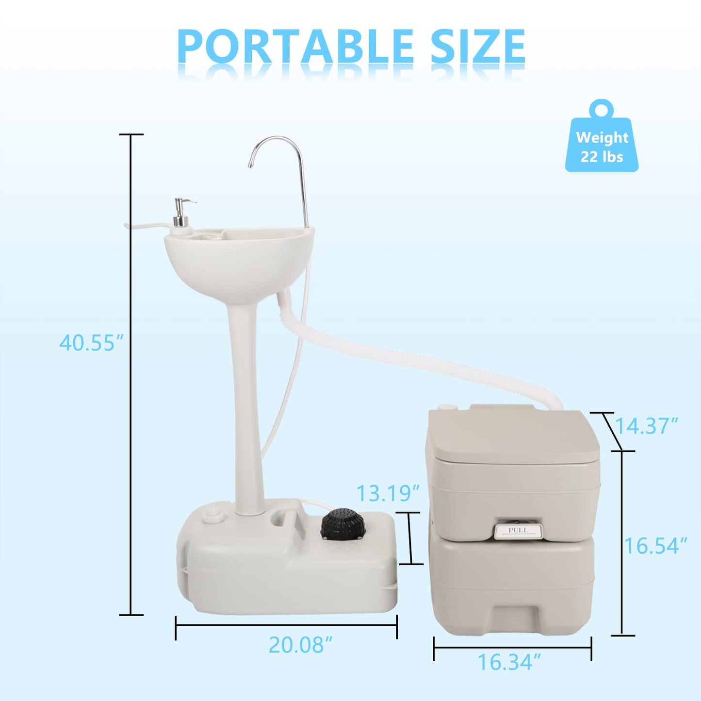 Portable RV Toilet and Sink Combo, 5 Gallon Hand Washing Station & 5.3 gallon Flushing Toilet, Detachable Wastewater Recycled Perfect for Outdoor Camping RV Travel Boat