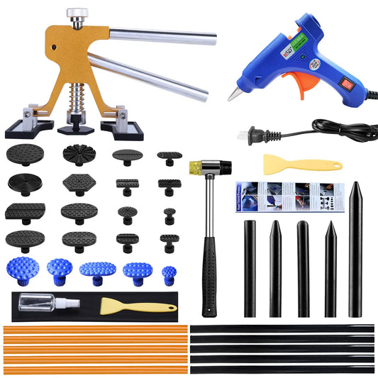 Auto Dent Puller Kits,Adjustable Golden Dent Remover Tools Paintless Dent Repair Kit Dent Lifter Puller for Car Large & Small Ding Hail Dent Removal