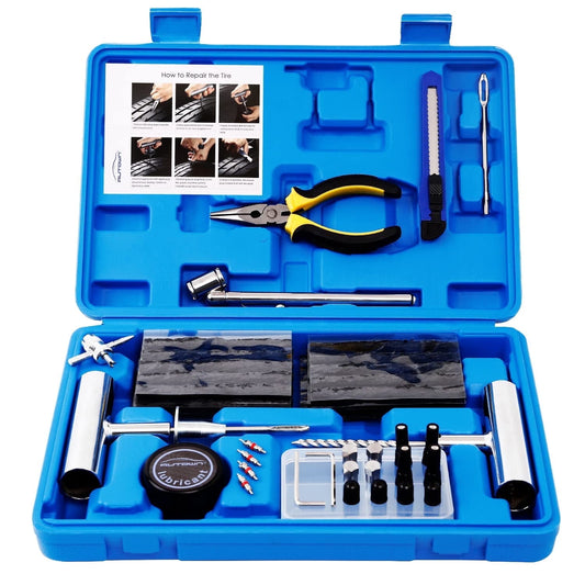 69 Pcs Professional  Tire Repair Kit,Heavy-Duty Universal Plug & Patch Kit for Tubeless Tires, with T-Handle Tool for Car, Truck, Motorcycle, RV and Mores
