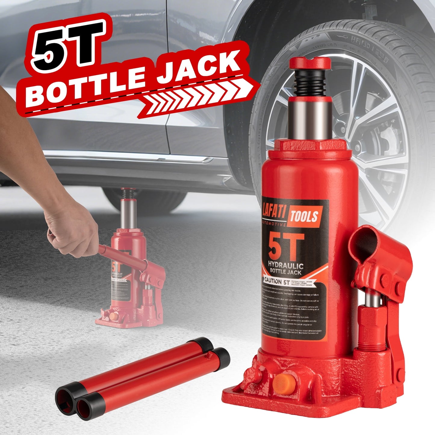 Lafati 5 Ton Hydraulic Bottle Jack,Heavy Duty Welded Car Jack, Manual , 7.7"-15" High Capacity for Automotive Car Repair Shop Use
