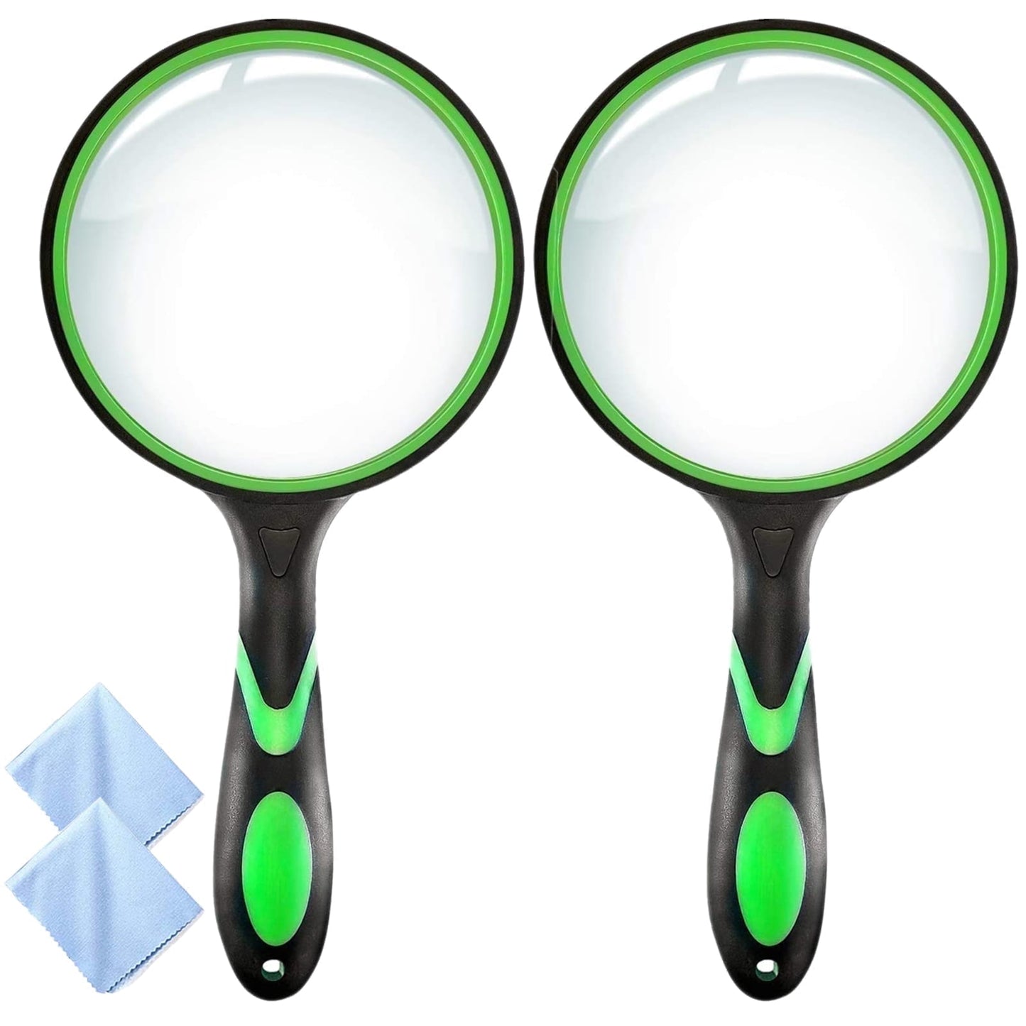 Nazano 2Pcs Magnifying Glass, Rubber Handheld Magnifying Glasses for Reading Hobbies(Green)