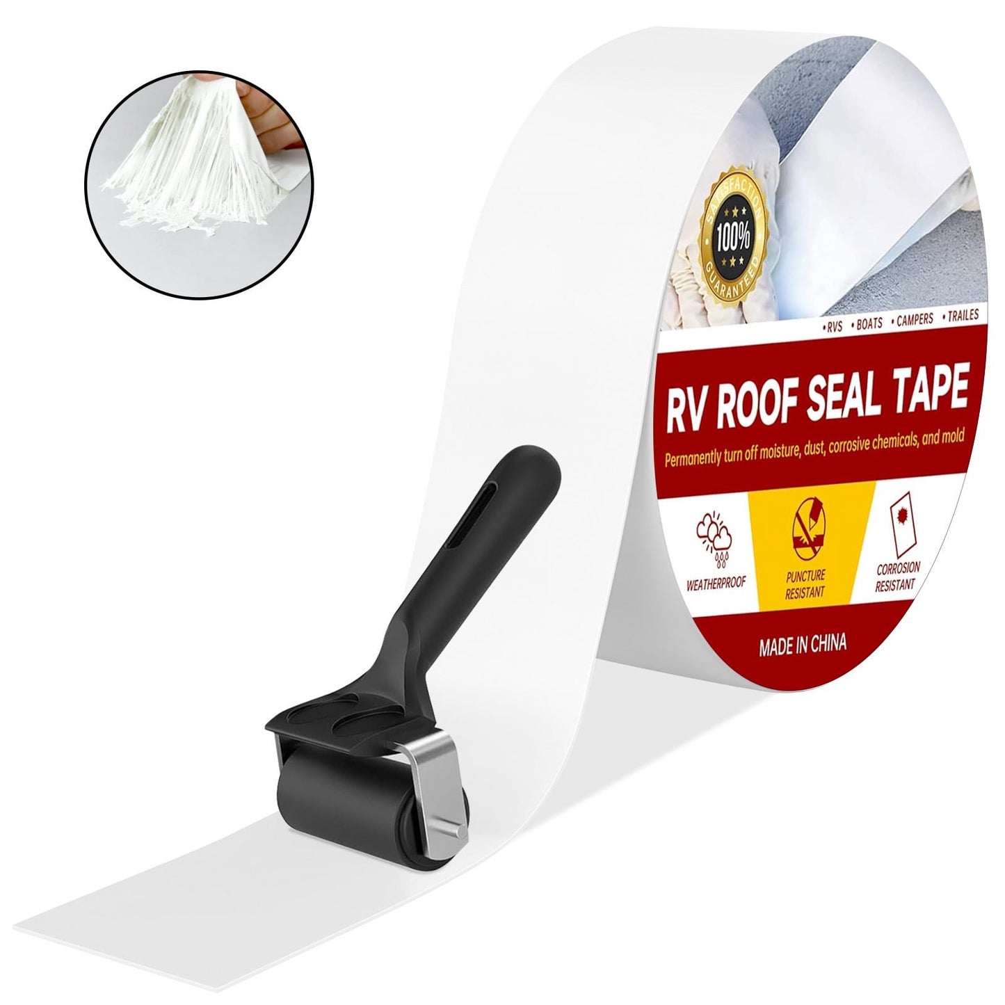 RV Sealant Tape, 2 Inch X 50 Feet RV Repair Sealant Tape White RV Tape forCamper Roof Leaks, UV-Resistant, Weatherproof and Reliable for Camper, Trailer, Boat