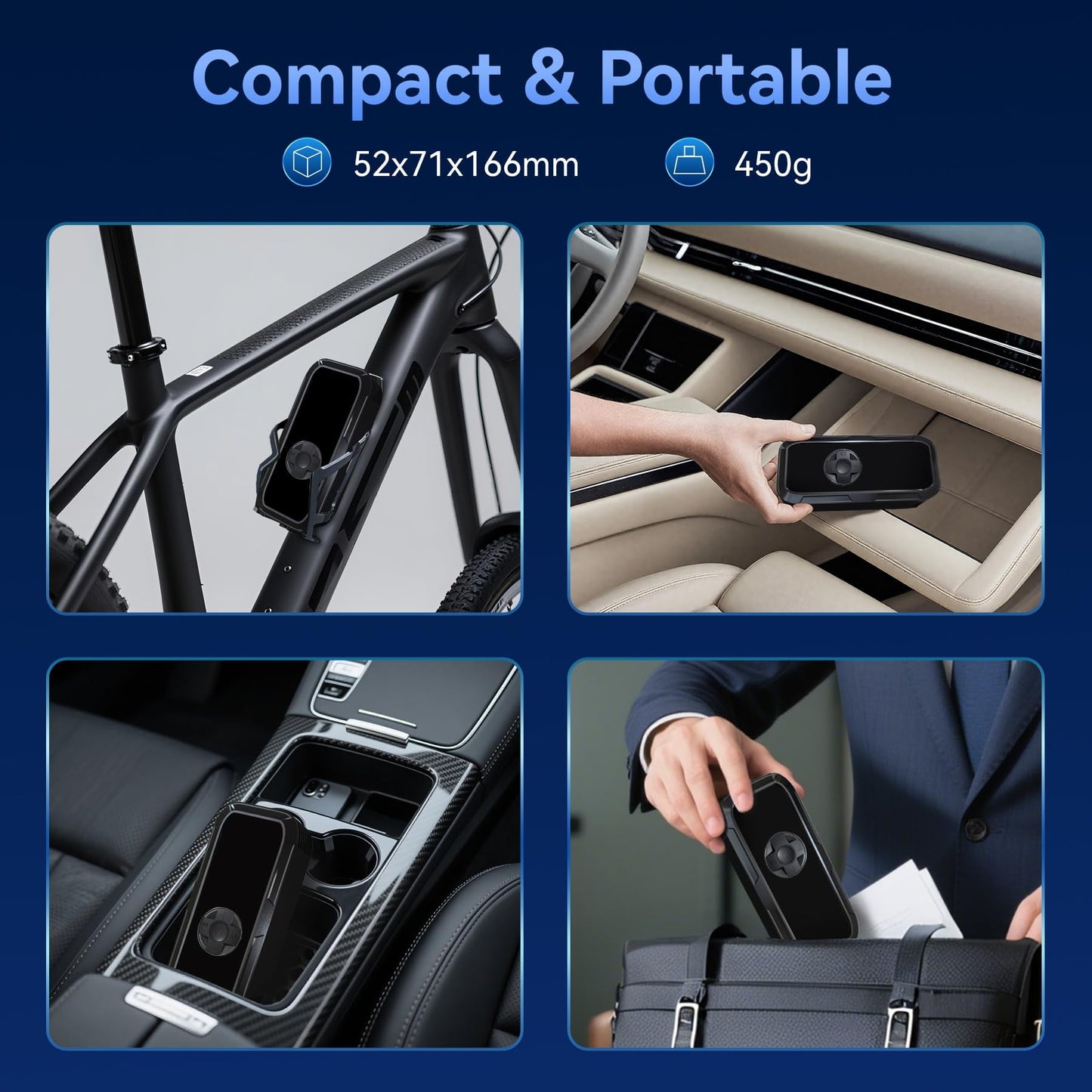 Cordless Portable Tire Inflator, 150 Psi Digital Pressure Gauge, 4500mAh Long Range Battery, Air Compressor for Car Tires with Automatic Shutoff, Emergency LED Light, Compact Automotive Pump