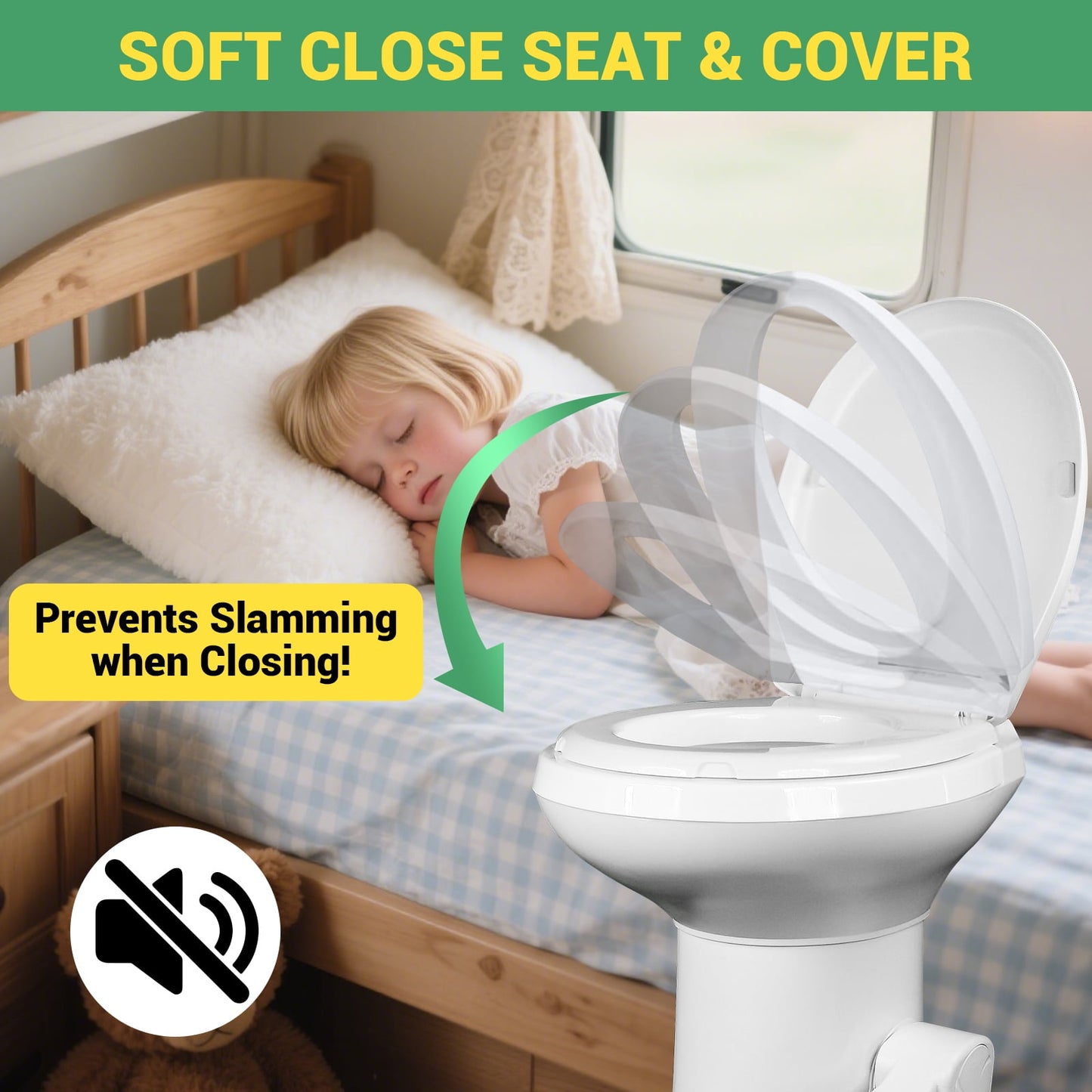 Portable RV Toilet With Pedal Flush, High Profile lightweight toilet with Hand Sprayer - White