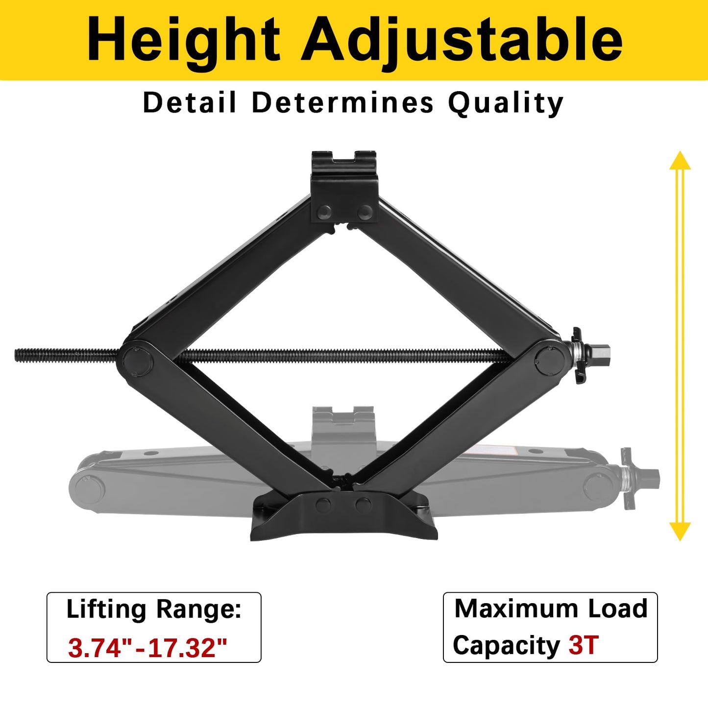3 Ton Car Jack & Jack Stands Kit – Scissor Jack, 3T Jack Stands (2 Pack), Lug Wrench, Tire Repair Tools – Car Kit for Cars, SUVs