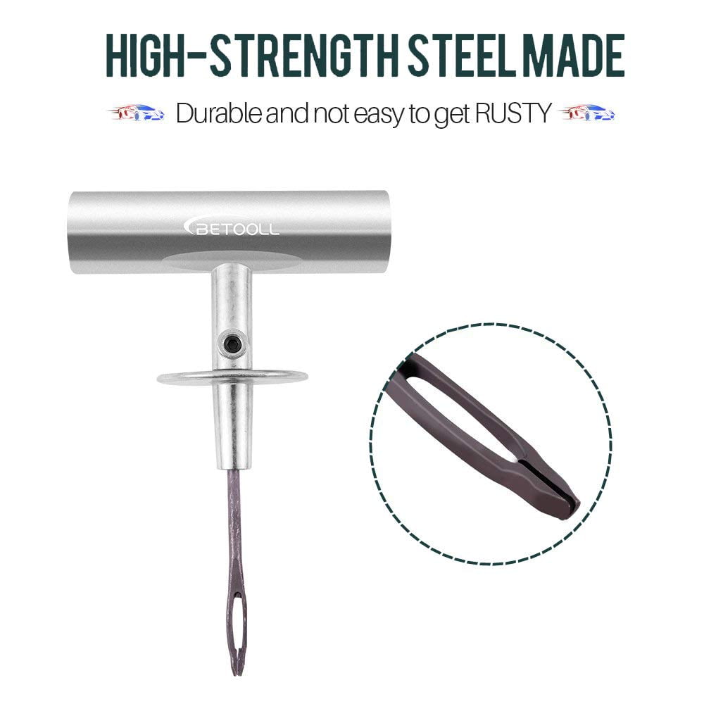 32 Pcs Professional  Tire Repair Kit,Heavy-Duty Universal Plug & Patch Kit for Tubeless Tires, with T-Handle Tool for Car, Truck, Motorcycle, RV and More