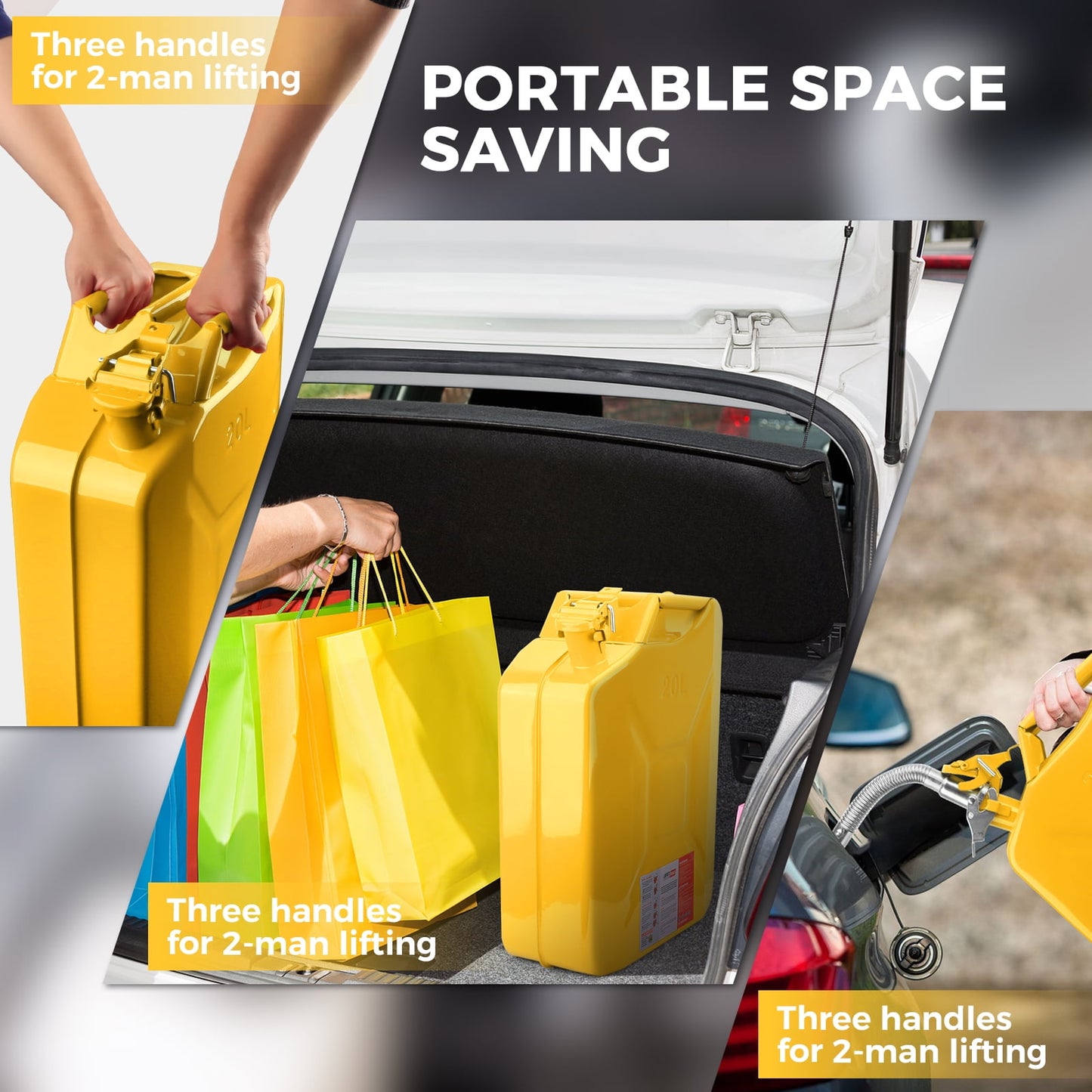 5 Gallon 20L Metal Gas Tank Can (US Stardard) Gas Can Power Emergency Backup Tank with Flexible Spout Yellow