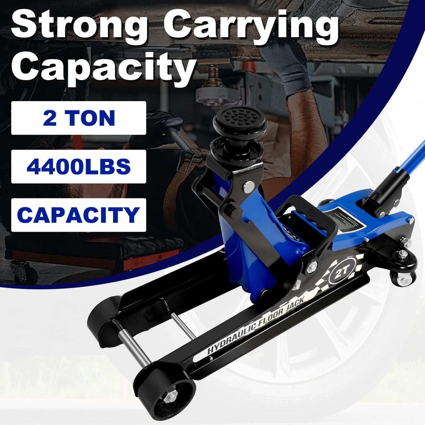 Floor Jack,3Ton/6600lbs Low Profile Floor Car Jack,dual Piston Quick Lift Pump,Lifting Range 75mm/2.95"-460mm/18.11",Blue