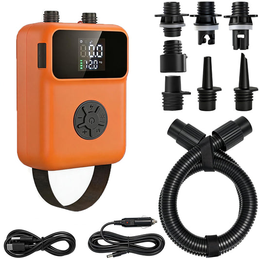 Electric Paddle Board Pump Portable, 20 PSI Rechargeable Electric SUP Air Pump, Intelligent Dual Stage Inflation & Deflation, Auto-Off, for Paddle Boards, Kayak, Kite, Tent