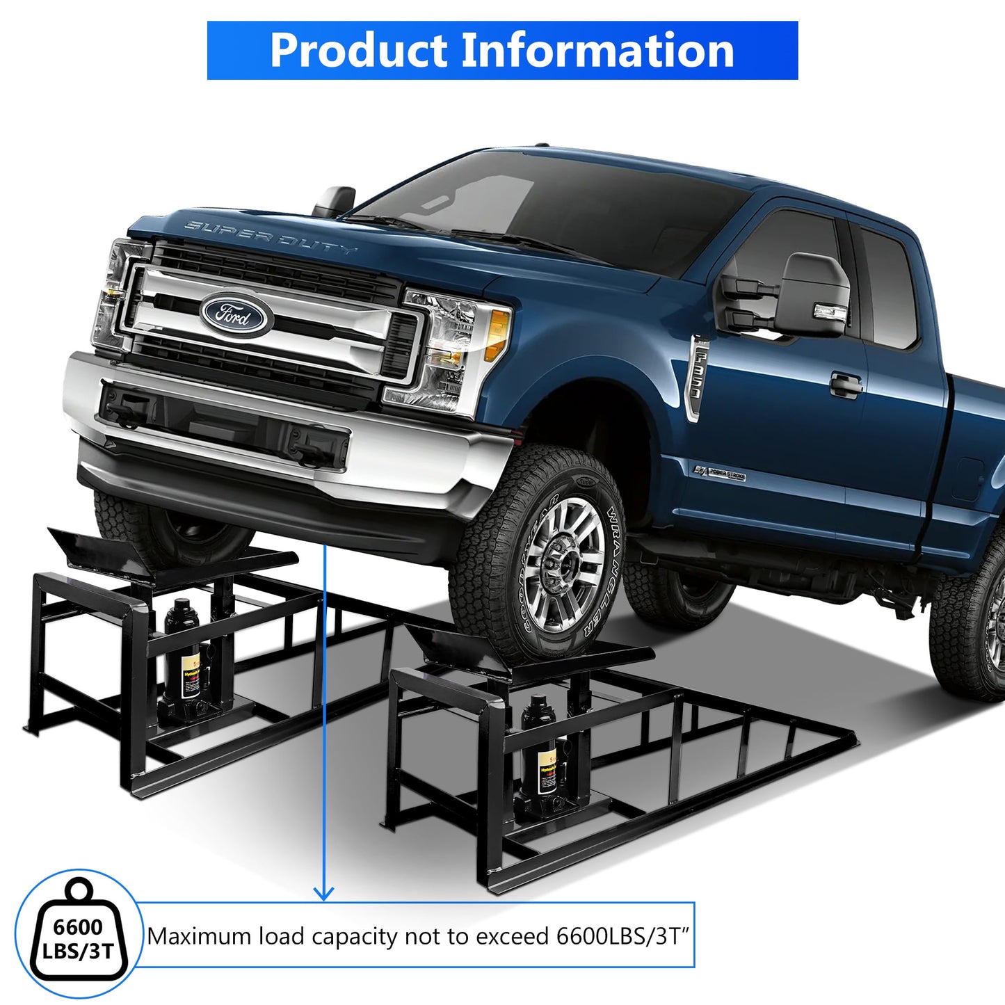 Lafati 2PCS 5T 10000lbs Hydraulic Car Ramps - Heavy Duty Steel Construction for Home Garage & Professional Use