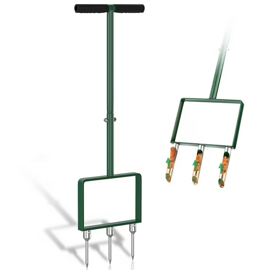 Risop Lawn Aerator, 2 in1 6 Corer Plug Aerator with Soft Rubber Grip, Manual Grass Aerator for Loosening Soil and Improving Lawn Health