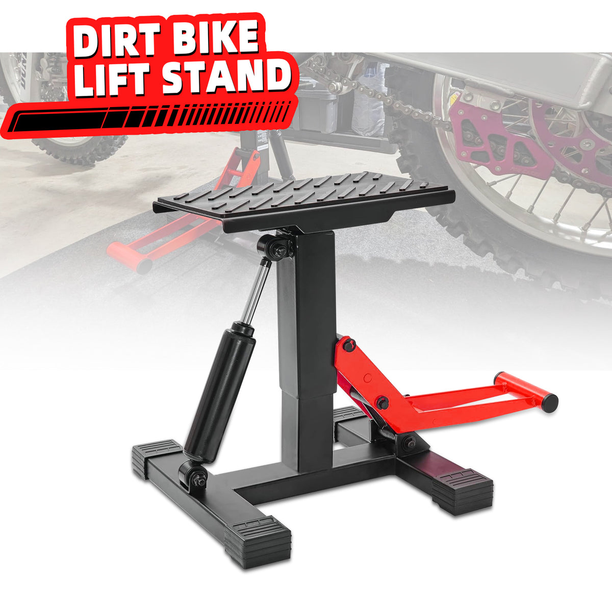 LAFATI 440 lbs Hydraulic Dirt Bike Lift Stand - Adjustable Motorcycle Jack for Repair & Maintenance
