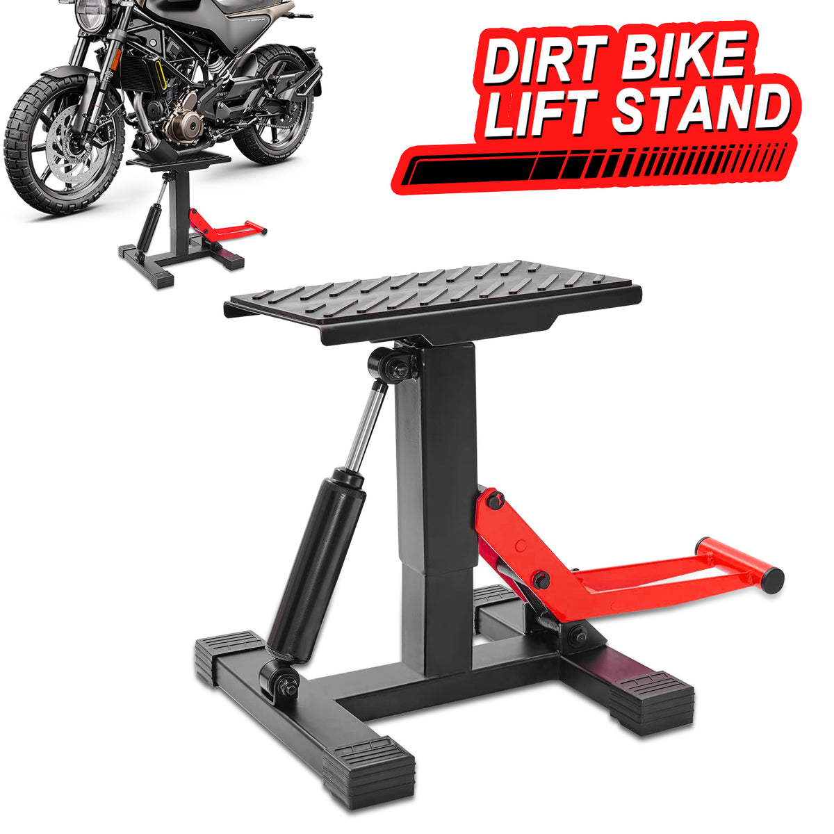 LAFATI 440 lbs Hydraulic Dirt Bike Lift Stand - Adjustable Motorcycle Jack for Repair & Maintenance