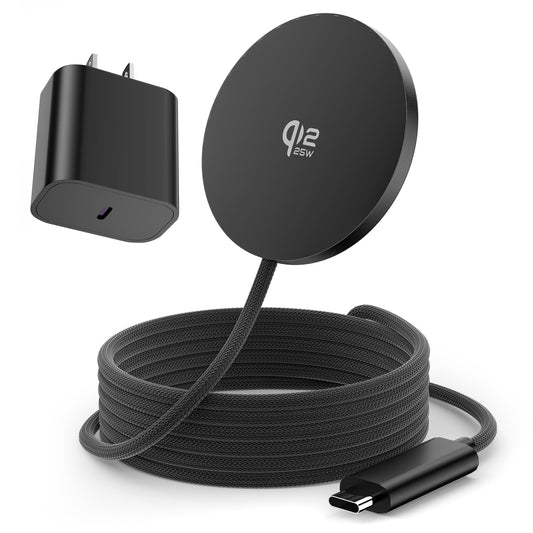 25W Magnetic Wireless Charging Pad with 30W Wall Adapter, Qi2.2 Certified Fast Charger with 4FT Braided Cable, Compatible with iPhone 17/16/15/14, Samsung Galaxy S26/S25 Ultra, Pixel 10,Black