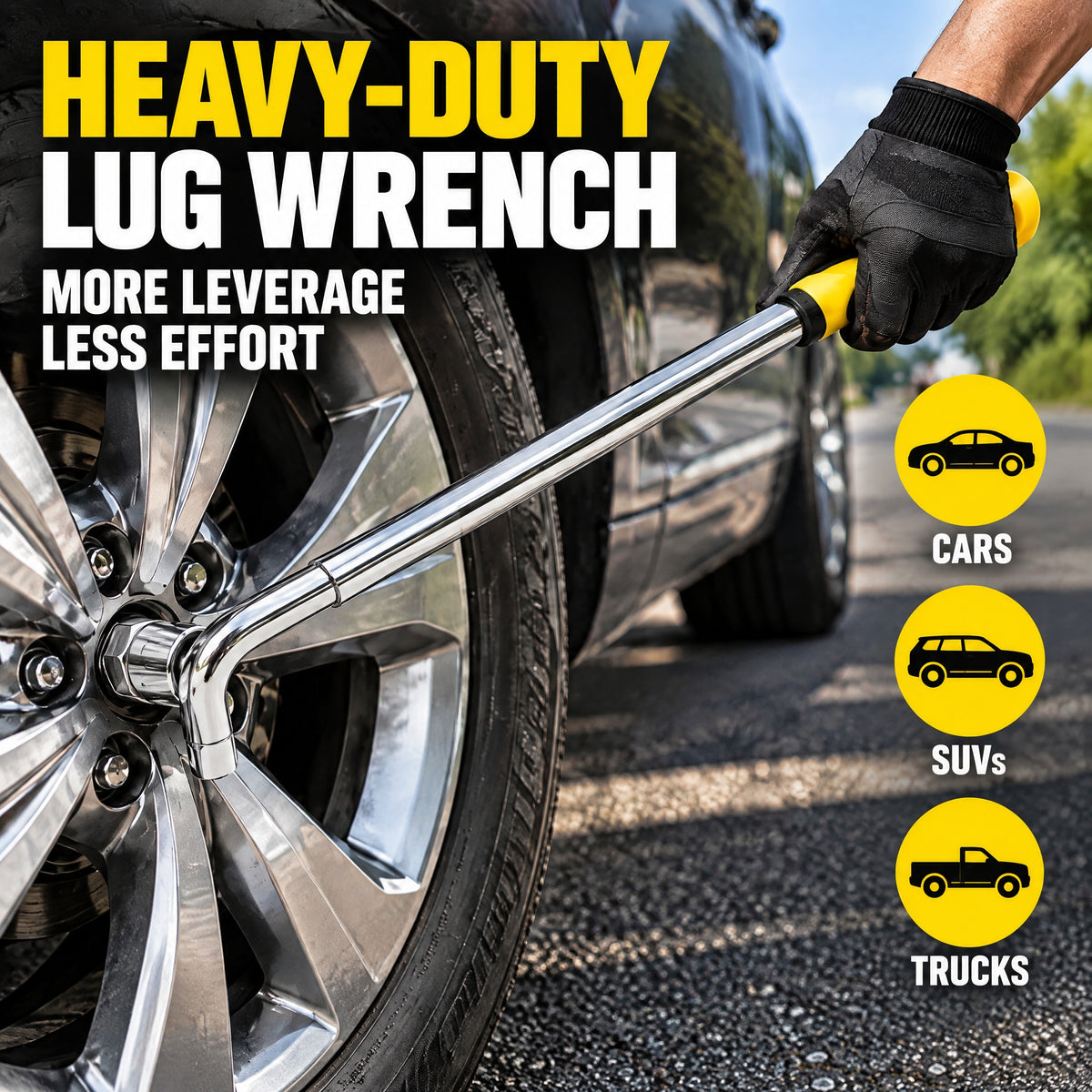 Lafati Telescoping Lug Wrench Wheel Lug Wrench Kit, Extendable Tire Jack Wrench Tool with 1/2" Drive Cr-V Sockets (17/19mm, 21/23mm) & Storage Bag