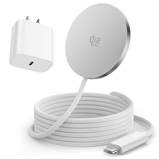 25W Magnetic Wireless Charging Pad with 35W Wall Adapter, Qi2.2 Certified Fast Charger with 4FT Braided Cable, Compatible with iPhone 17/16/15/14, Samsung Galaxy S26/S25 Ultra, Pixel 10, White