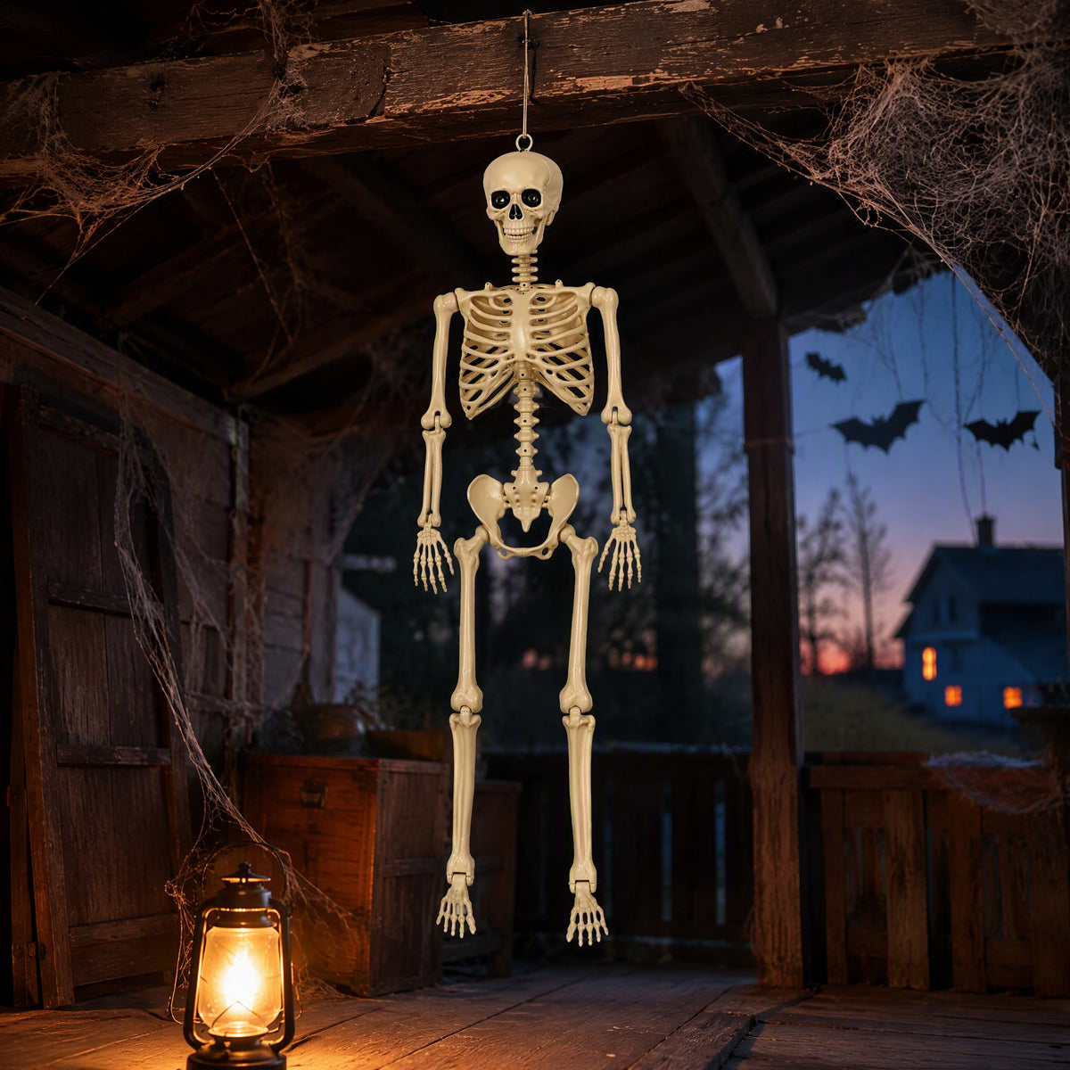 (2pack)3.3 ft Halloween skeleton decoration, with movable joints, flexible skeleton for poses, scary skeleton suitable for indoor and outdoor Halloween decorations, haunted houses, courtyards