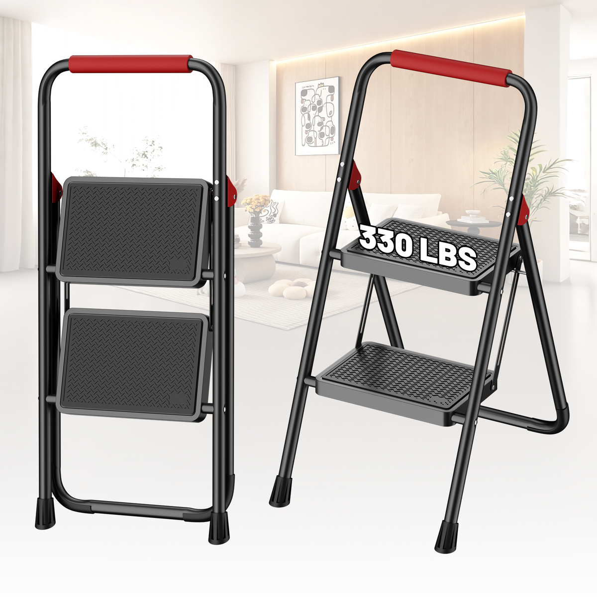 Lafati 2 Step Ladder, Step Stool for Adults,2 Step Ladder Folding Step Stool with Wide Pedal Ergonomic Design
