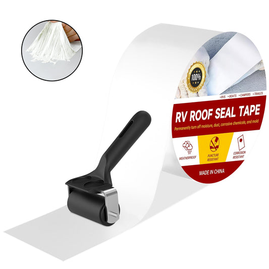 RV Sealant Tape, 4 Inch X 50 Feet RV Repair Sealant Tape White RV Tape forCamper Roof Leaks, UV-Resistant, Weatherproof and Reliable for Camper, Trailer, Boat