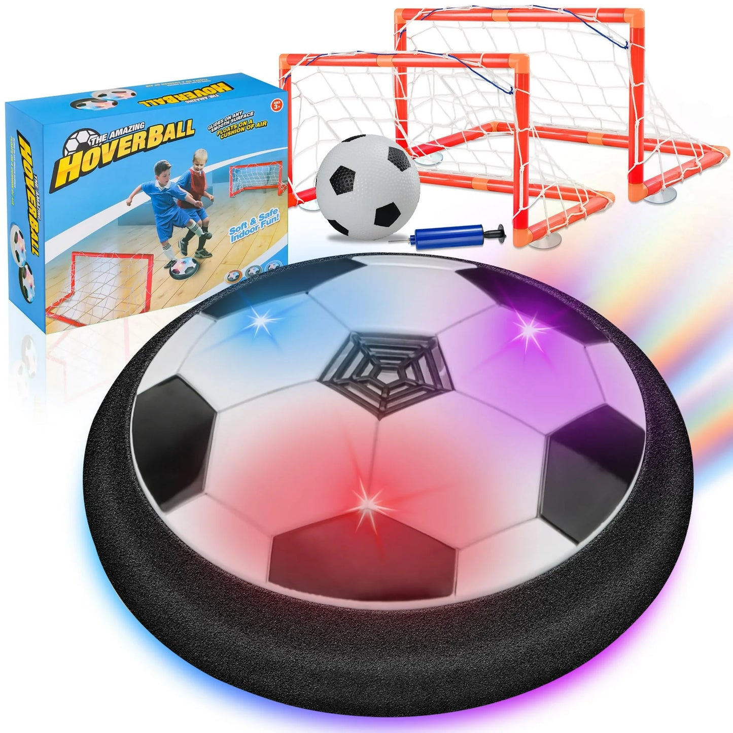 Crogift LED Hover Soccer Ball Set, 2 Goals, Indoor Floating Game, Fun Birthday Gift for Kids 3-12