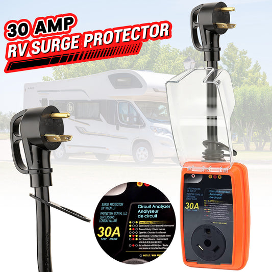 RV Surge Protector 50 Amp, UL Listed 4100 Joules Waterproof RV Surge Protector with Circuit Analyzer Function, RV Surge Protection with 30 Amp Converter, Must-Have for RV Travel Trailer Camper