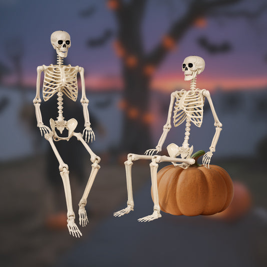 3.3 ft Halloween skeleton decoration, with movable joints, flexible skeleton for poses, scary skeleton suitable for indoor and outdoor Halloween decorations, haunted houses, courtyards, cemeteries