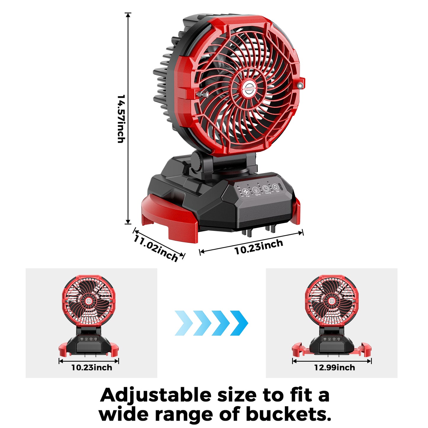 Portable Outdoor Misting Fan, Bucket Top Portable Fan, Battery Powered with 4 Fan Speeds & 4 Mist Settings for Camping, Tailgating, and Beach