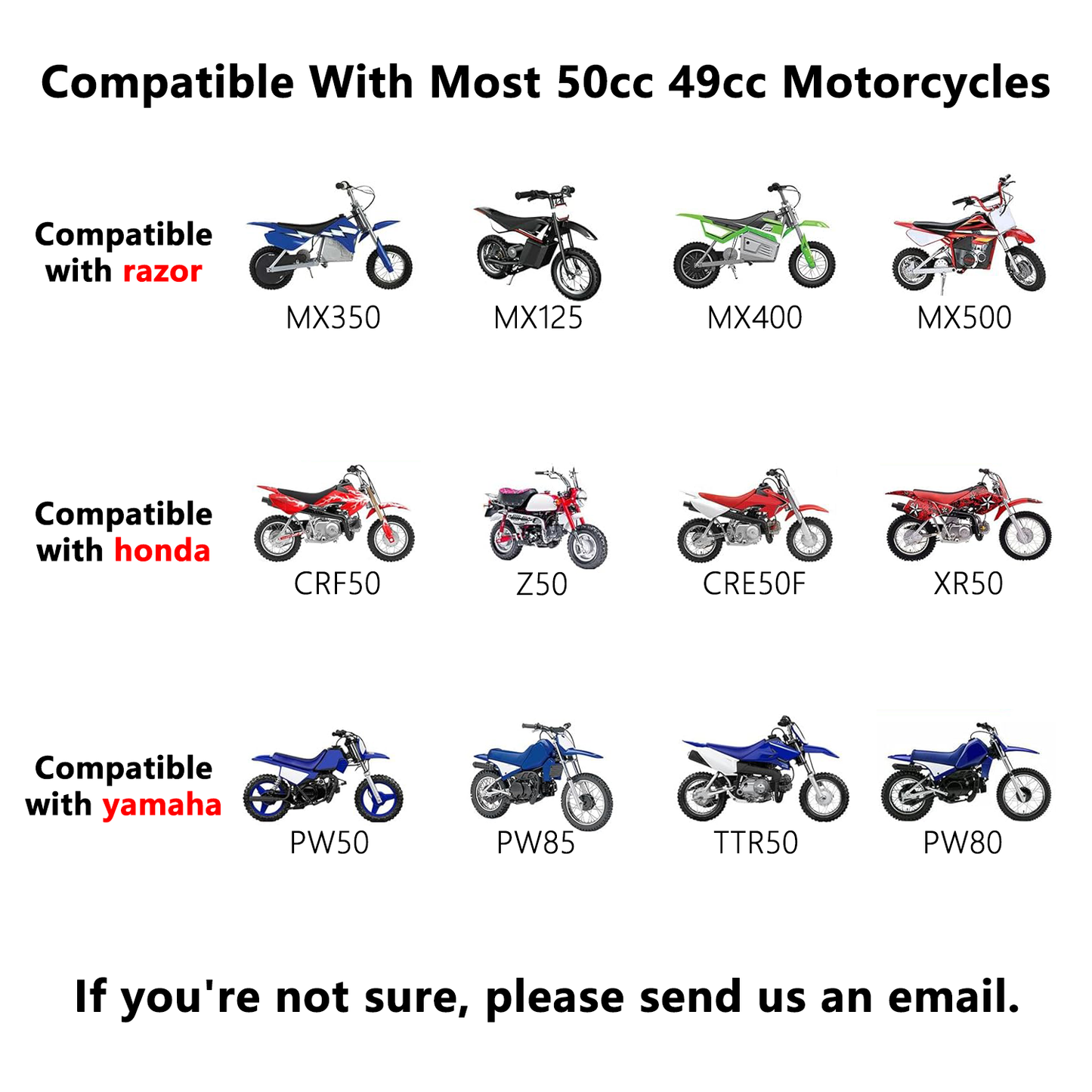 Dirt Bike Training Wheels Compatible with Honda XR50 CRF50 Z50 Z50R, Razor MX125 MX400 MX500 MX500, Yamaha PW50 TTR50, and Most 50CC 49cc Kids' Dirt Bike, Easy to Install