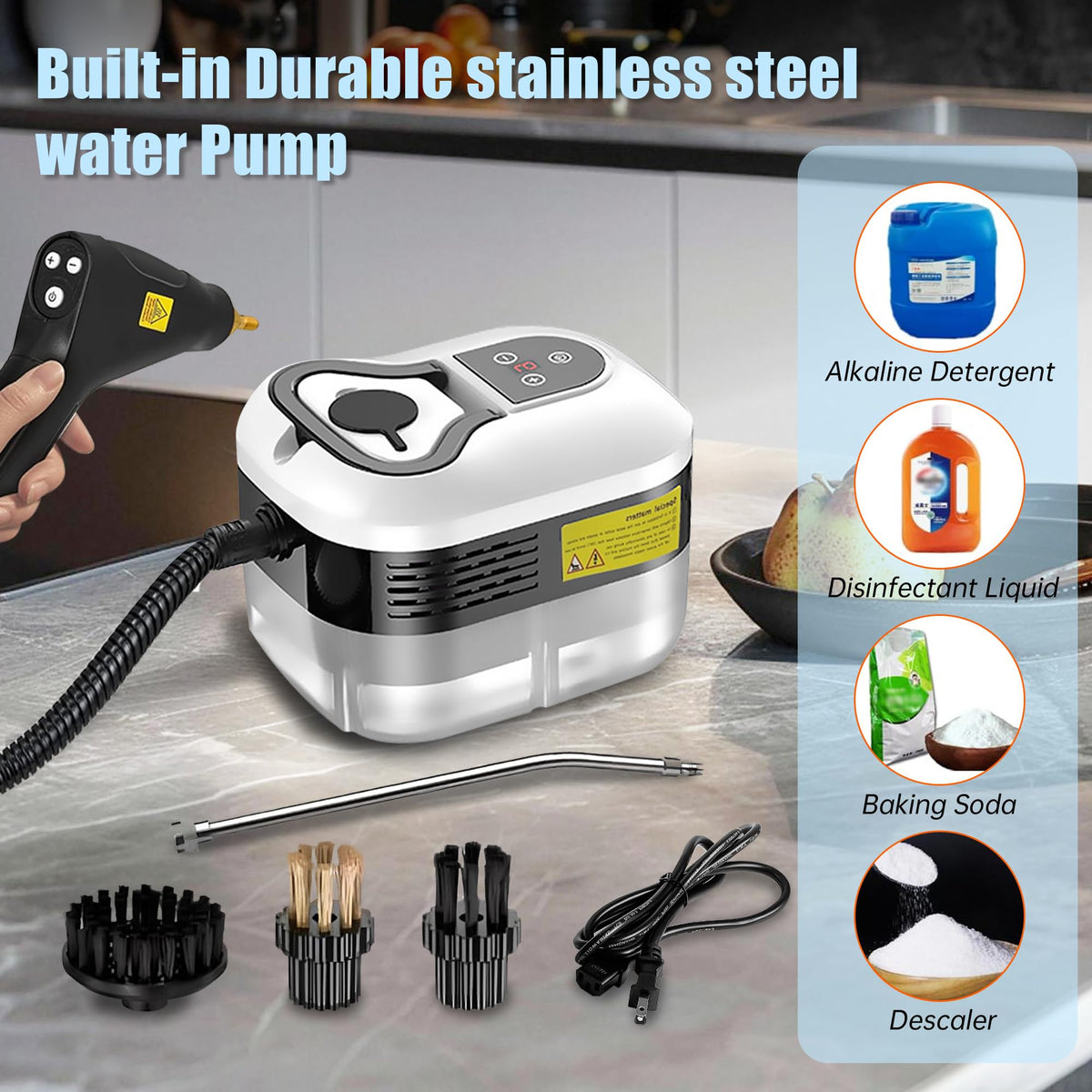 Lafati 2500W Handheld Steam Cleaner - 15s Fast Heat-Up High-Pressure Steam, 6-Level Adjustable, Multi-Purpose Cleaner for Floor, Kitchen, Bathroom, Car, Grout (White)