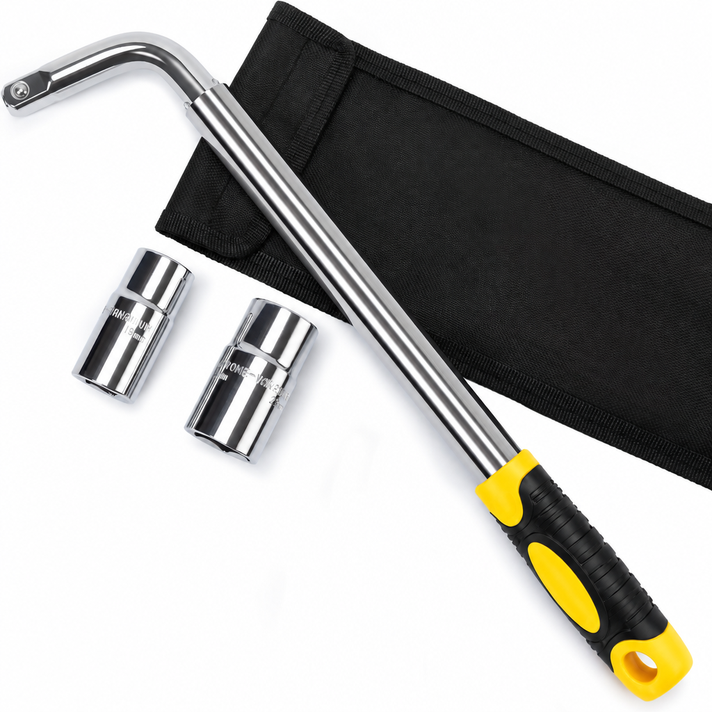 Lafati Telescoping Lug Wrench Wheel Lug Wrench Kit, Extendable Tire Jack Wrench Tool with 1/2" Drive Cr-V Sockets (17/19mm, 21/23mm) & Storage Bag