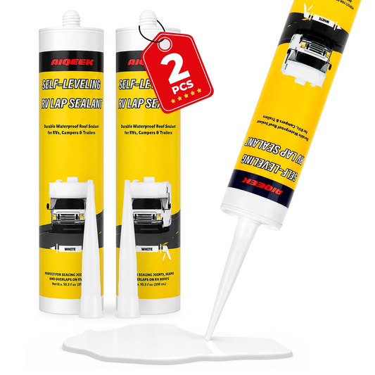 2 Packs RV Roof Sealant, Self Leveling Lap Sealant White for RV Caulking for Roof, Repair, UV resistant & Waterproof, 10.5 fl oz