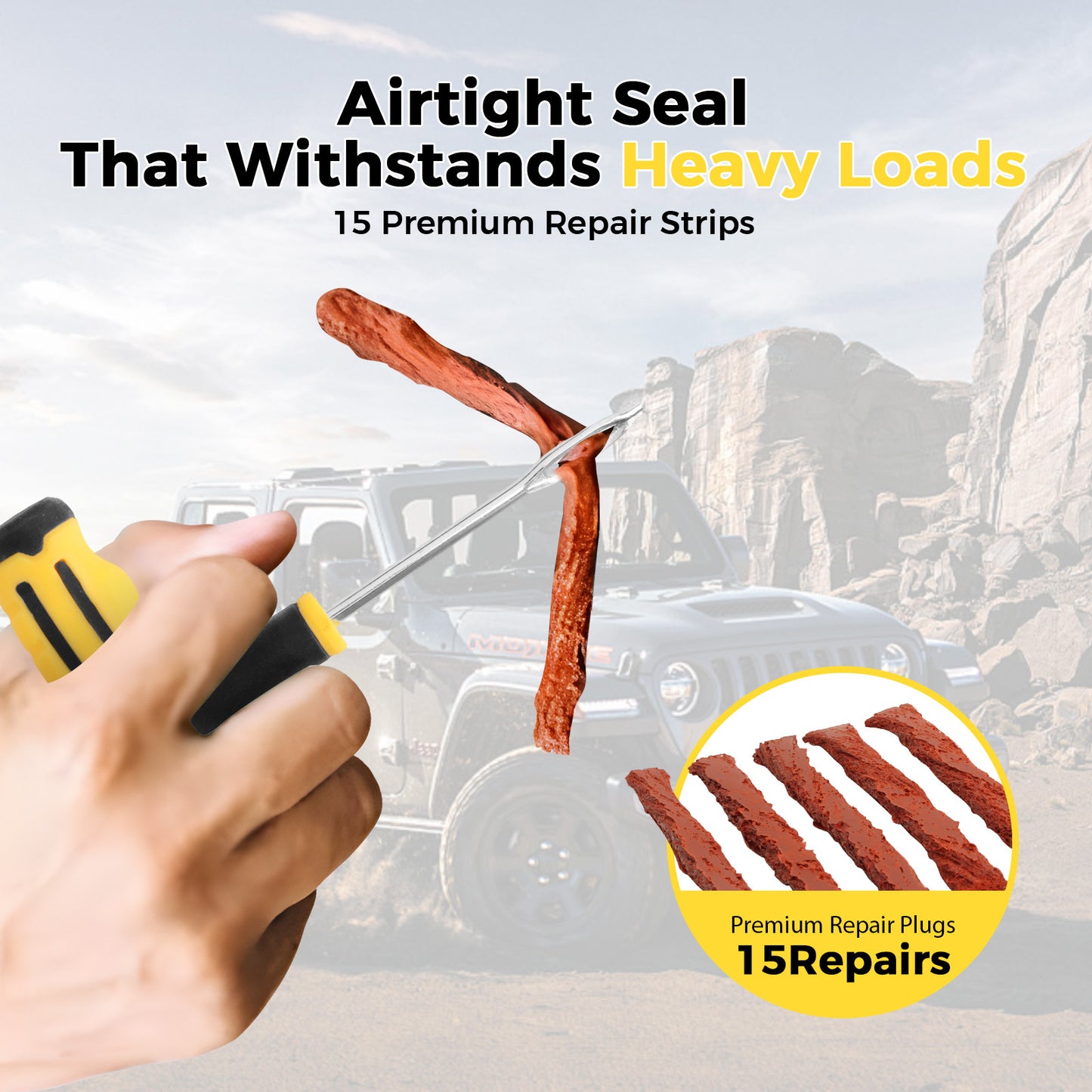 32 Pcs Professional  Tire Repair Kit,Heavy-Duty Universal Plug & Patch Kit for Tubeless Tires, with T-Handle Tool for Car, Truck, Motorcycle, RV and More